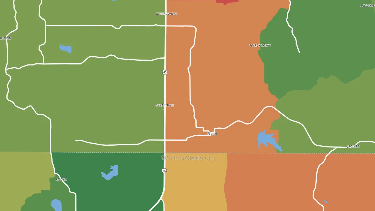 Rienzi, MS Map of Theft Rates