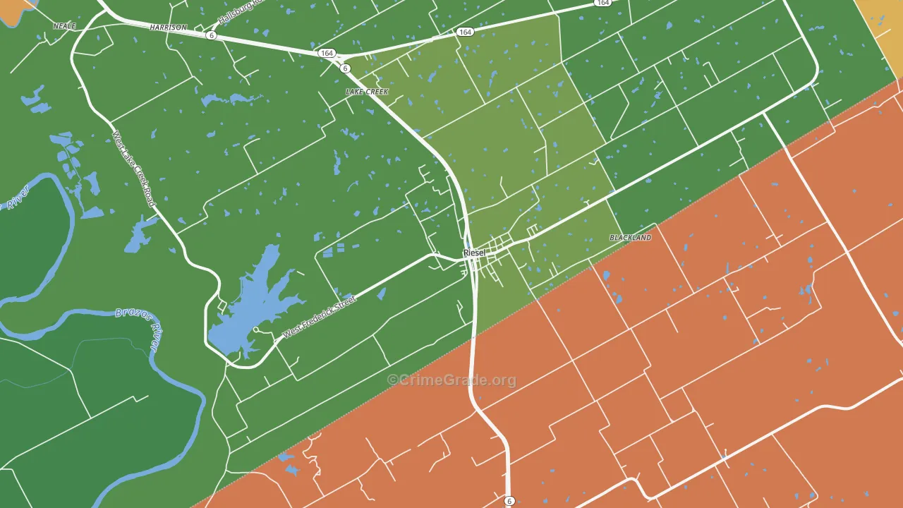 Riesel, TX Map of Theft Rates