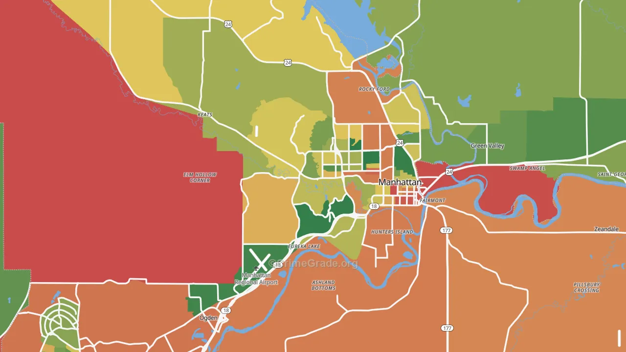 Riley County, KS Map of Theft Rates