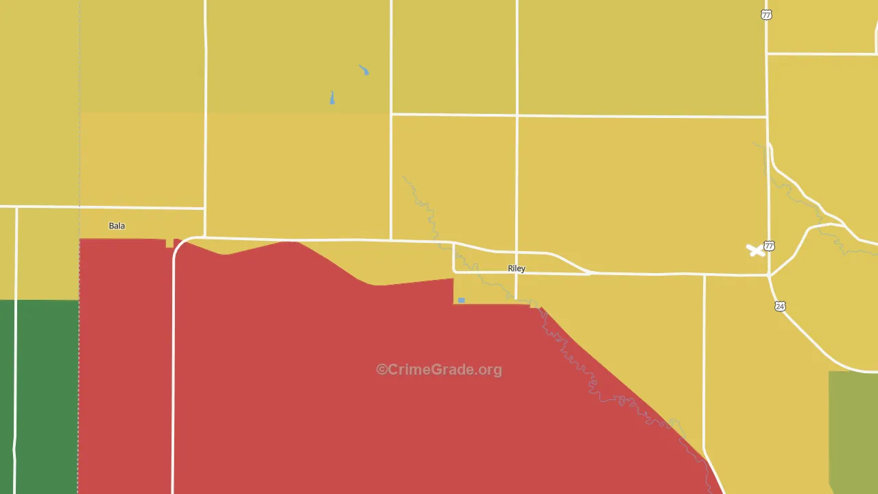 Riley, KS Map of Theft Rates