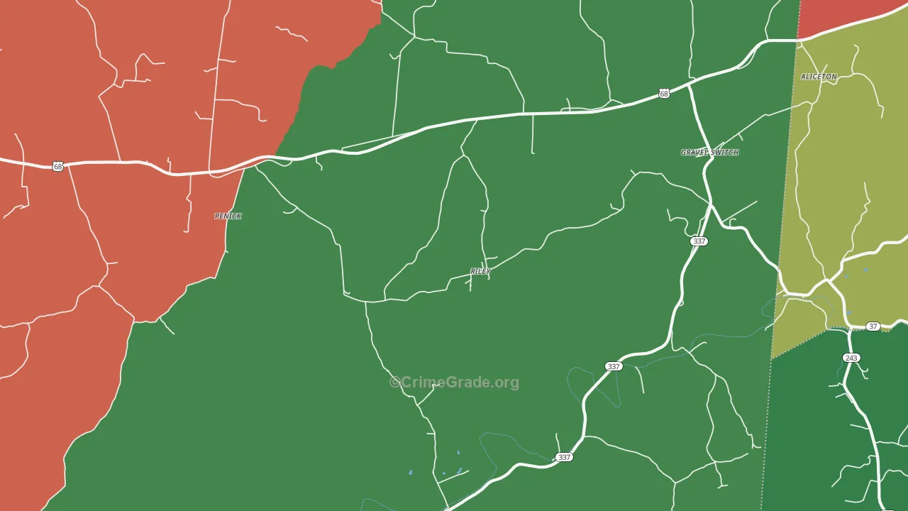 Riley, KY Map of Theft Rates