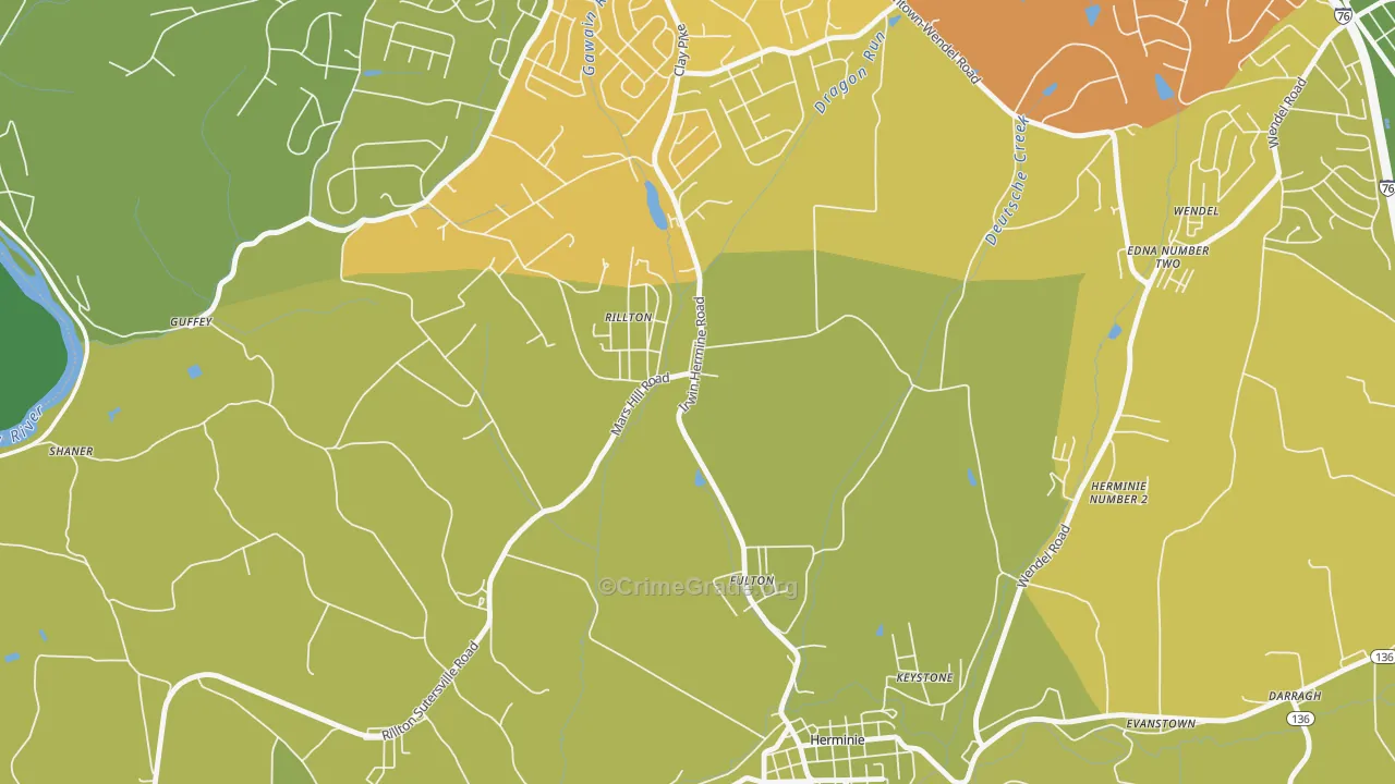 Rillton, PA Map of Theft Rates