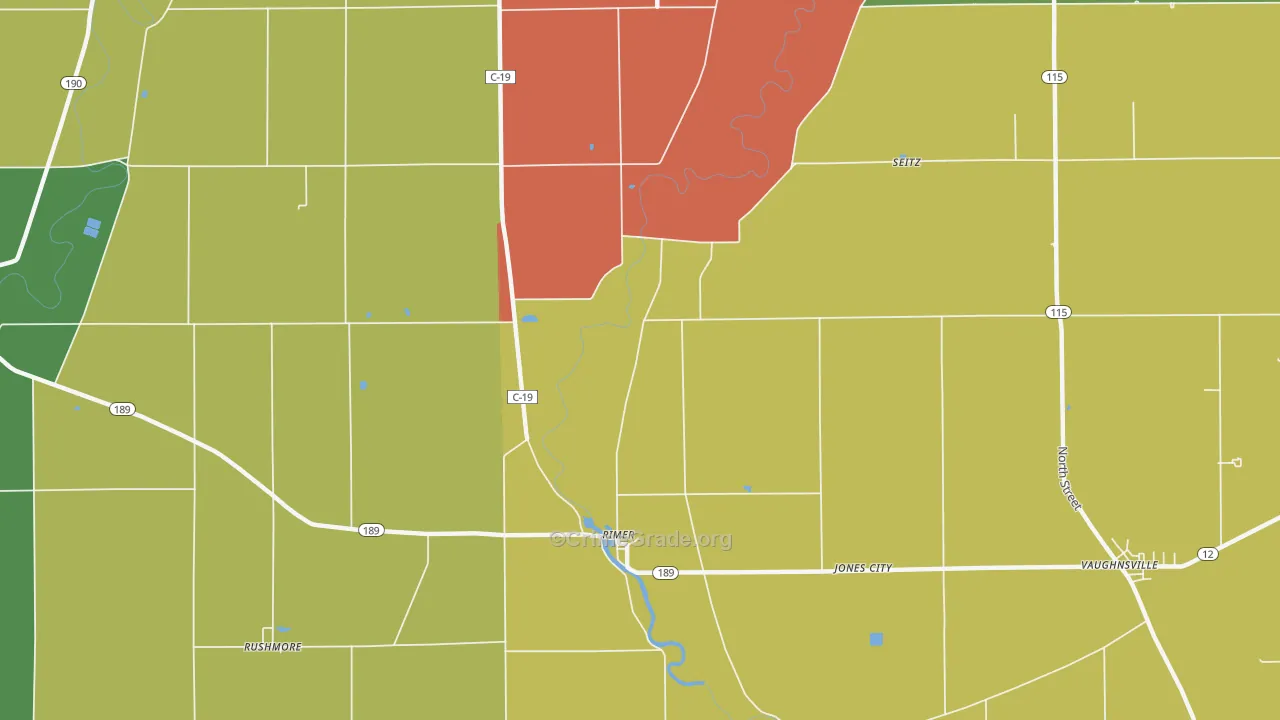 Rimer, OH Map of Theft Rates