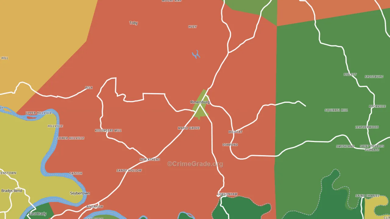 Rimersburg, PA Map of Theft Rates