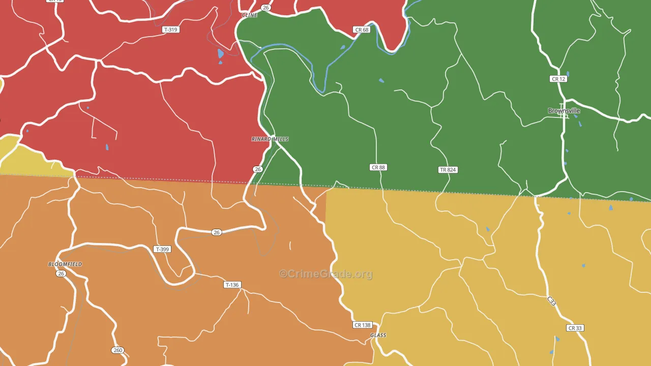 Rinard Mills, OH Map of Theft Rates