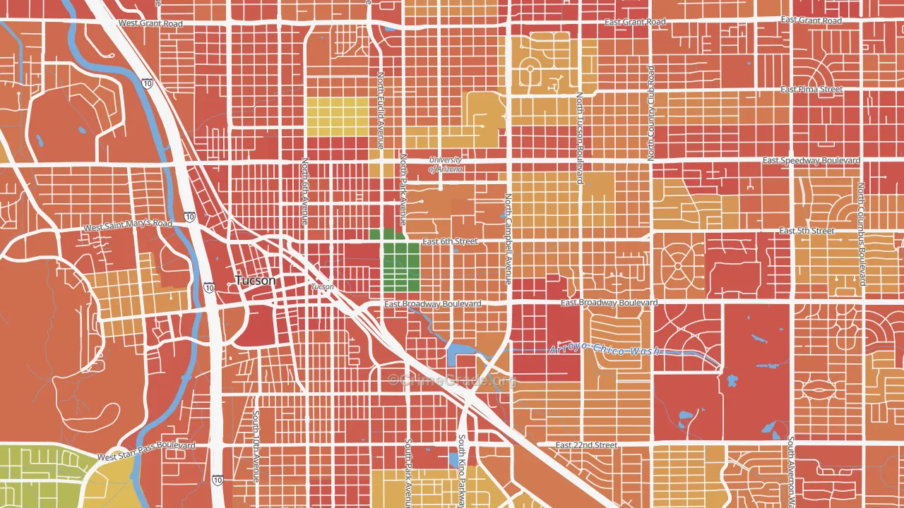 Rincon Heights, Tucson, AZ Map of Theft Rates