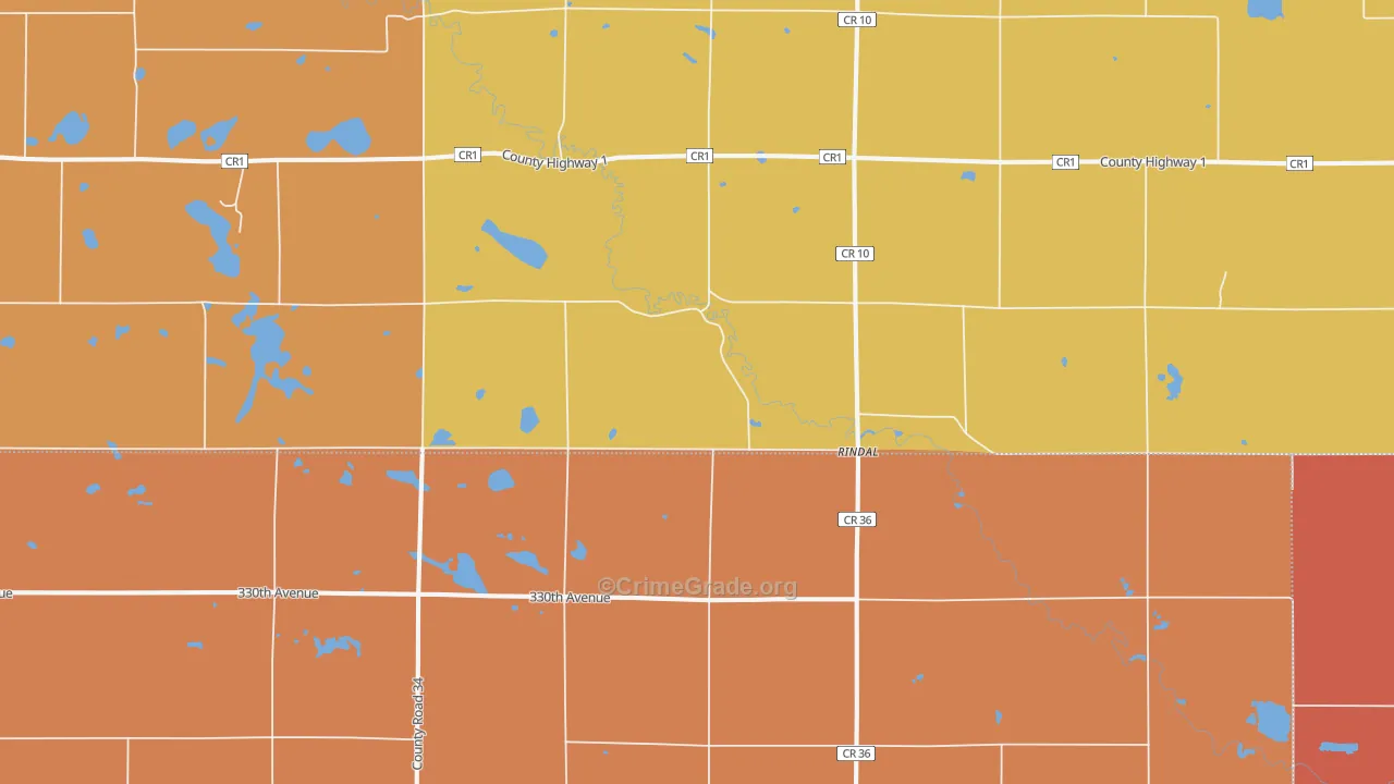 Rindal, MN Map of Theft Rates