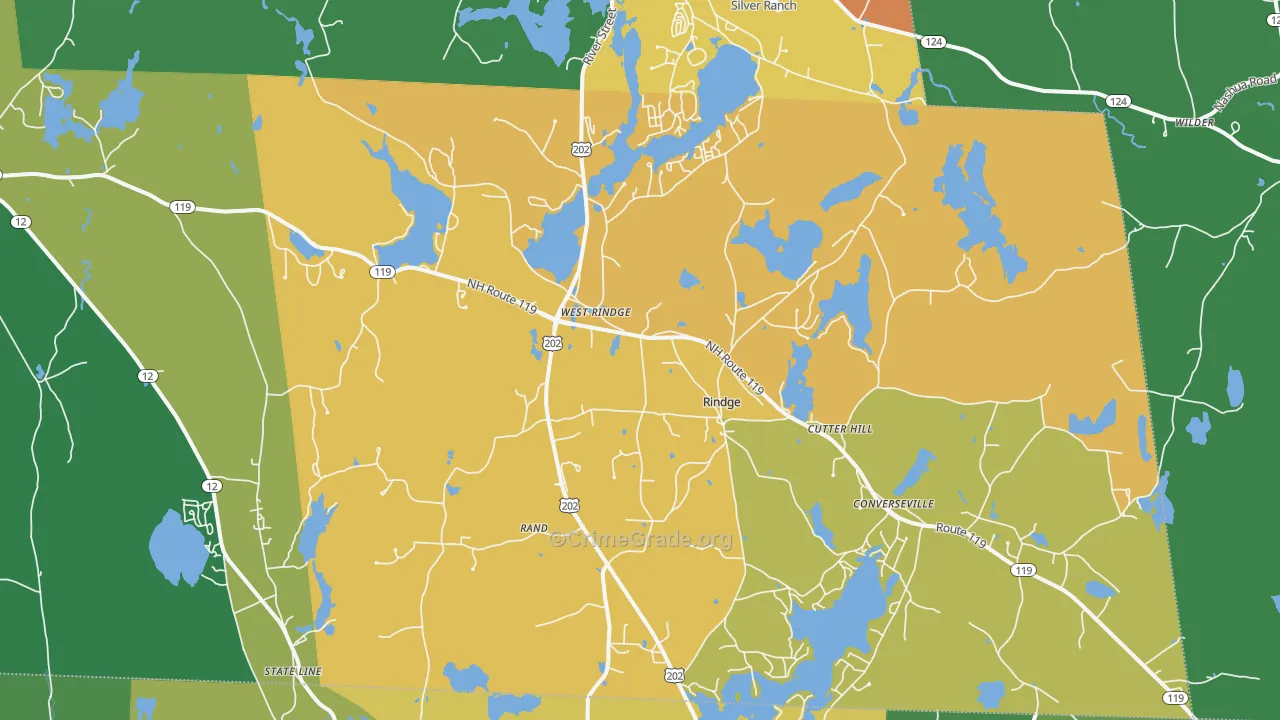 Rindge, NH Map of Theft Rates