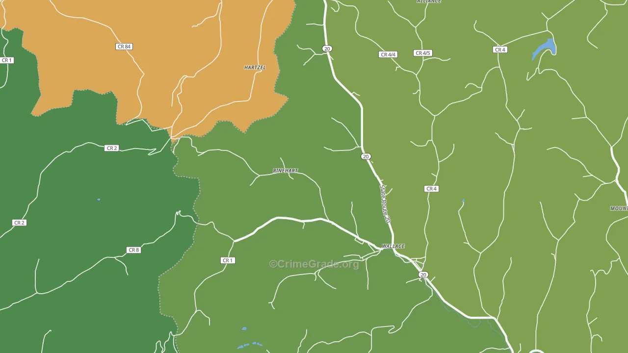 Rinehart, WV Map of Theft Rates