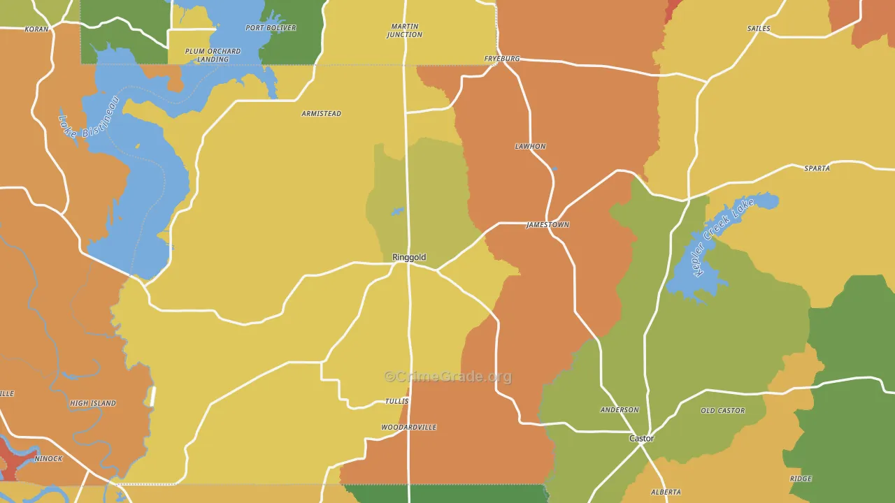 Ringgold, LA Map of Theft Rates