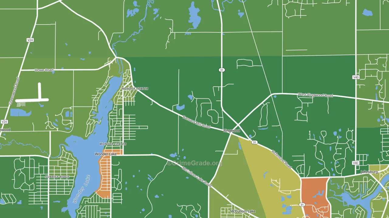 Ringwood, IL Map of Theft Rates