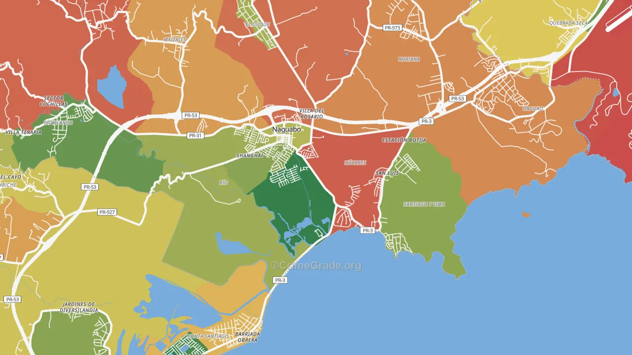 Rio Blanco, PR Map of Theft Rates