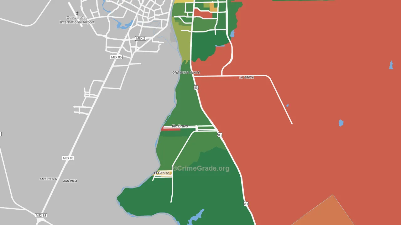 Rio Bravo, TX Map of Theft Rates