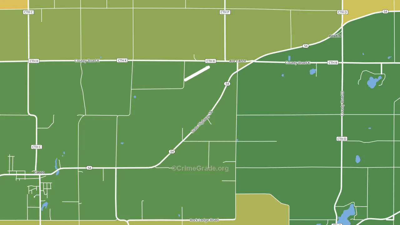 Rio Creek, WI Map of Theft Rates