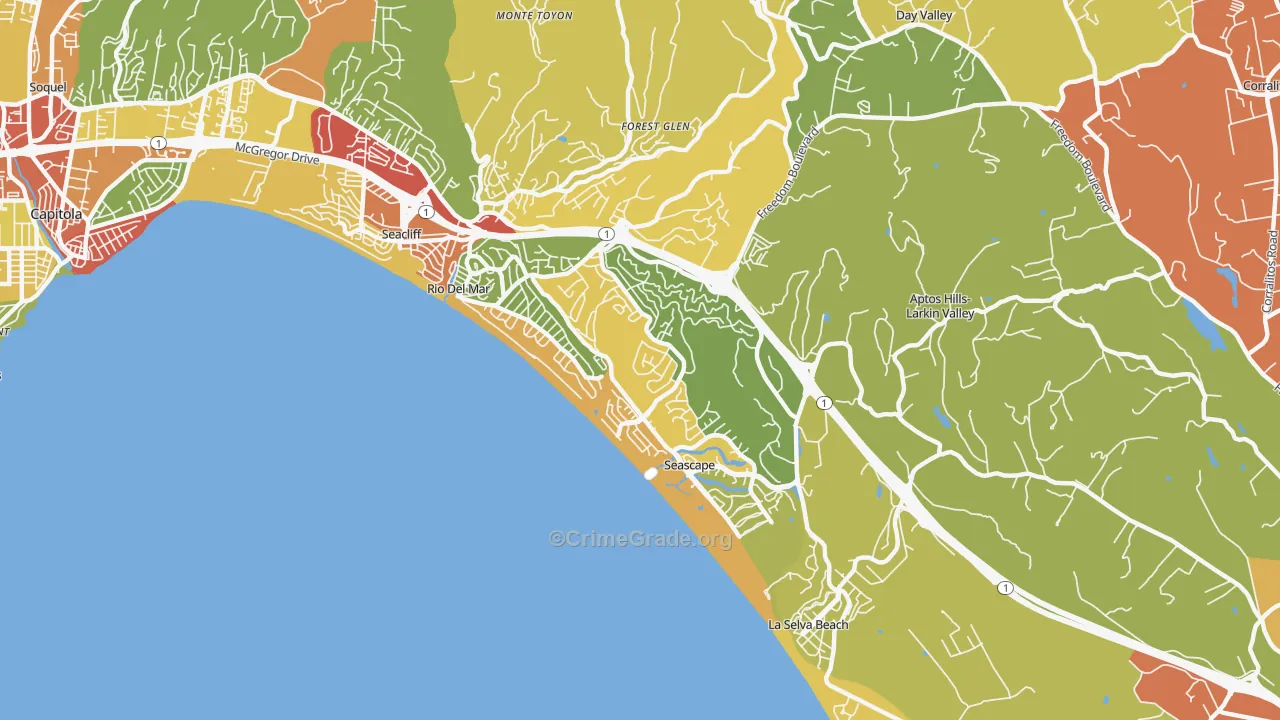 Rio del Mar, CA Map of Theft Rates