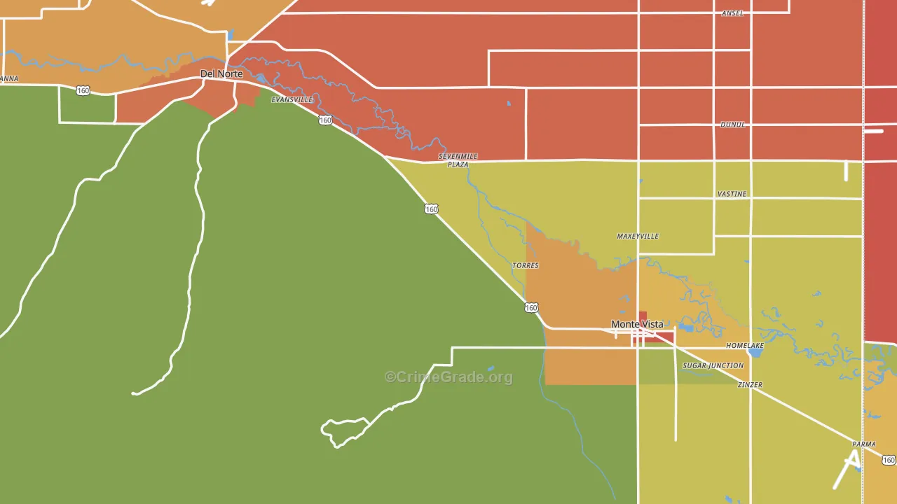 Rio Grande County, CO Map of Theft Rates