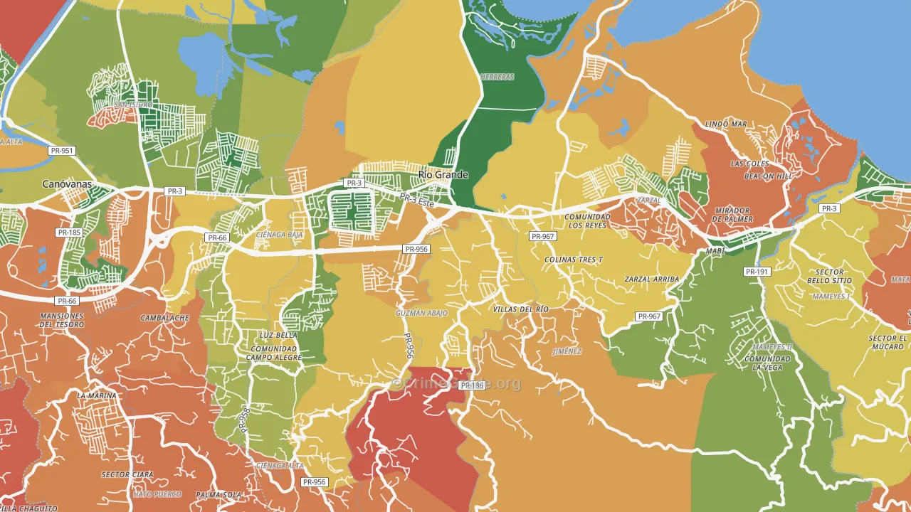 Rio Grande Municipio, PR Map of Theft Rates