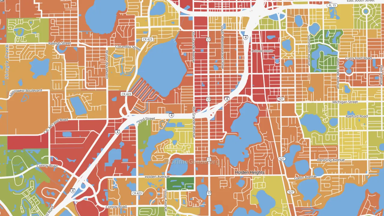 Rio Grande Park, Orlando, FL Map of Theft Rates