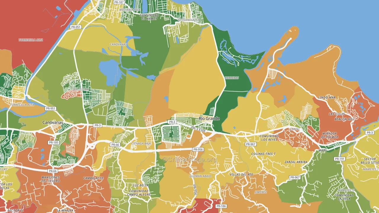 Rio Grande, PR Map of Theft Rates