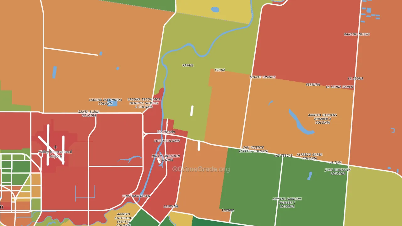 Rio Hondo, TX Map of Theft Rates