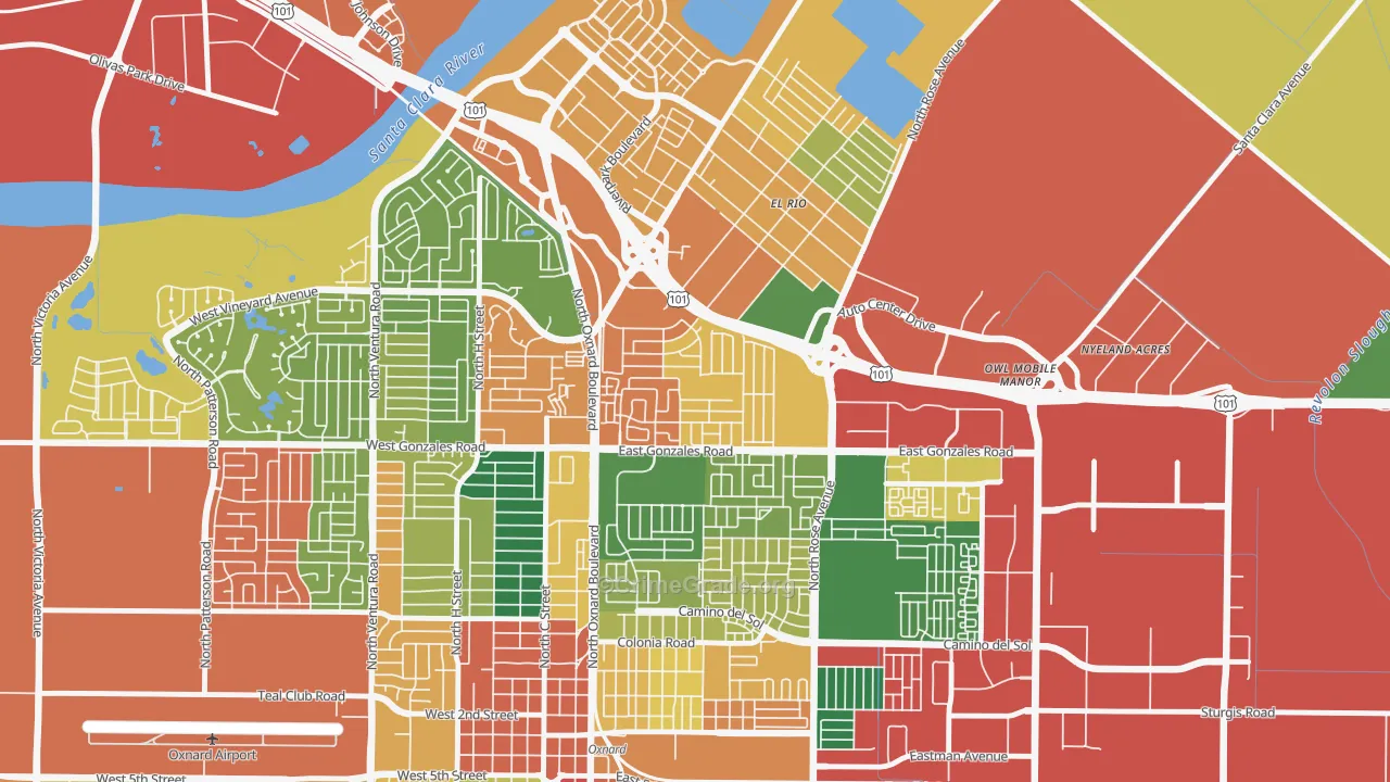 Rio Lindo, Oxnard, CA Map of Theft Rates