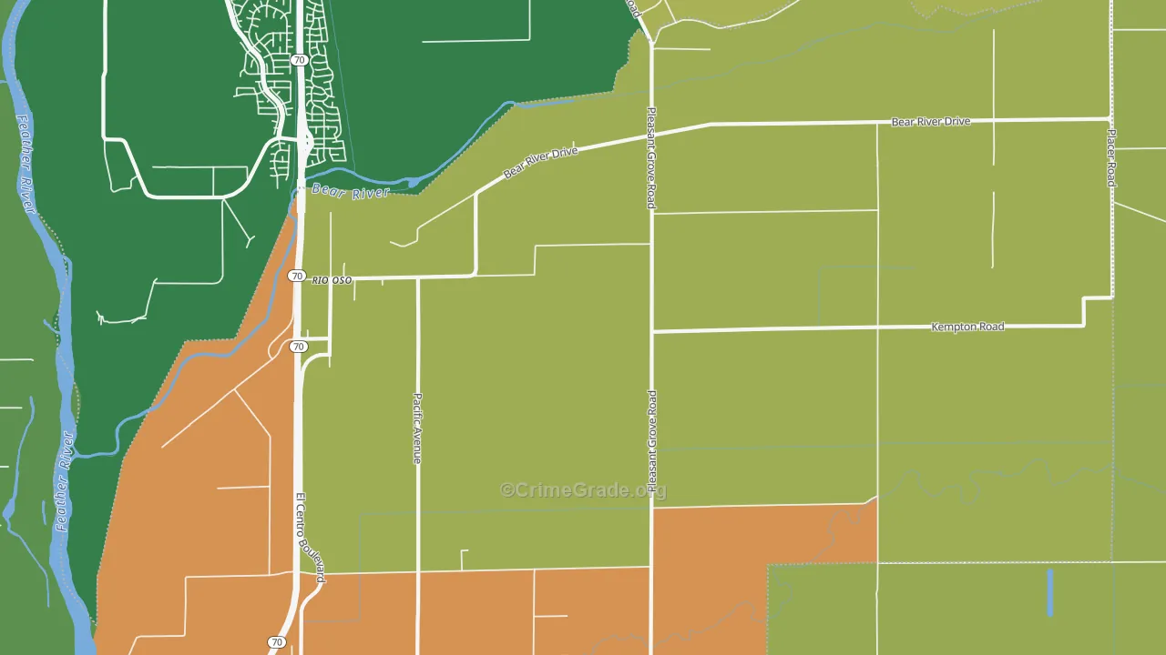 Rio Oso, CA Map of Theft Rates