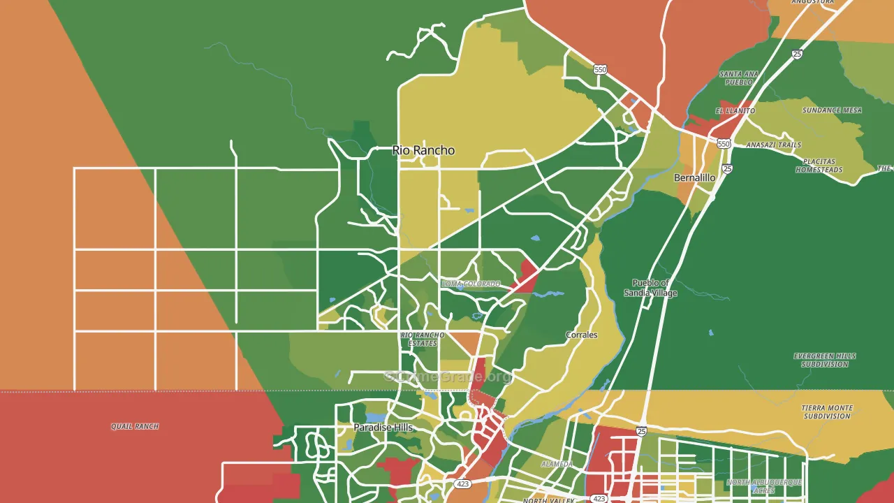 Rio Rancho, NM Map of Theft Rates