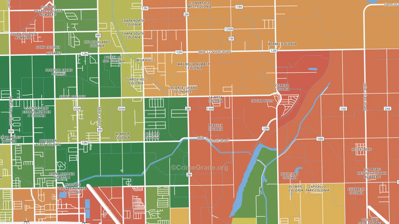 Rio Rico, TX Map of Theft Rates
