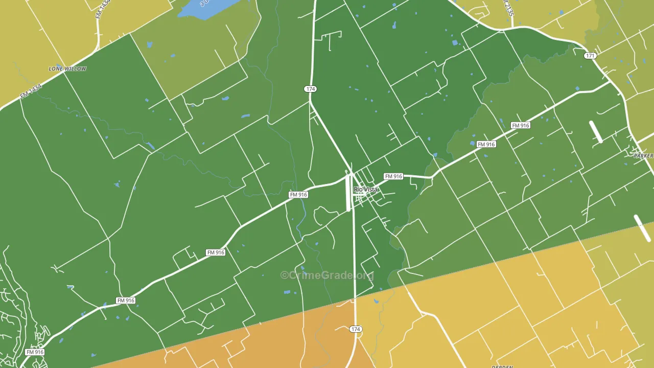 Rio Vista, TX Map of Theft Rates