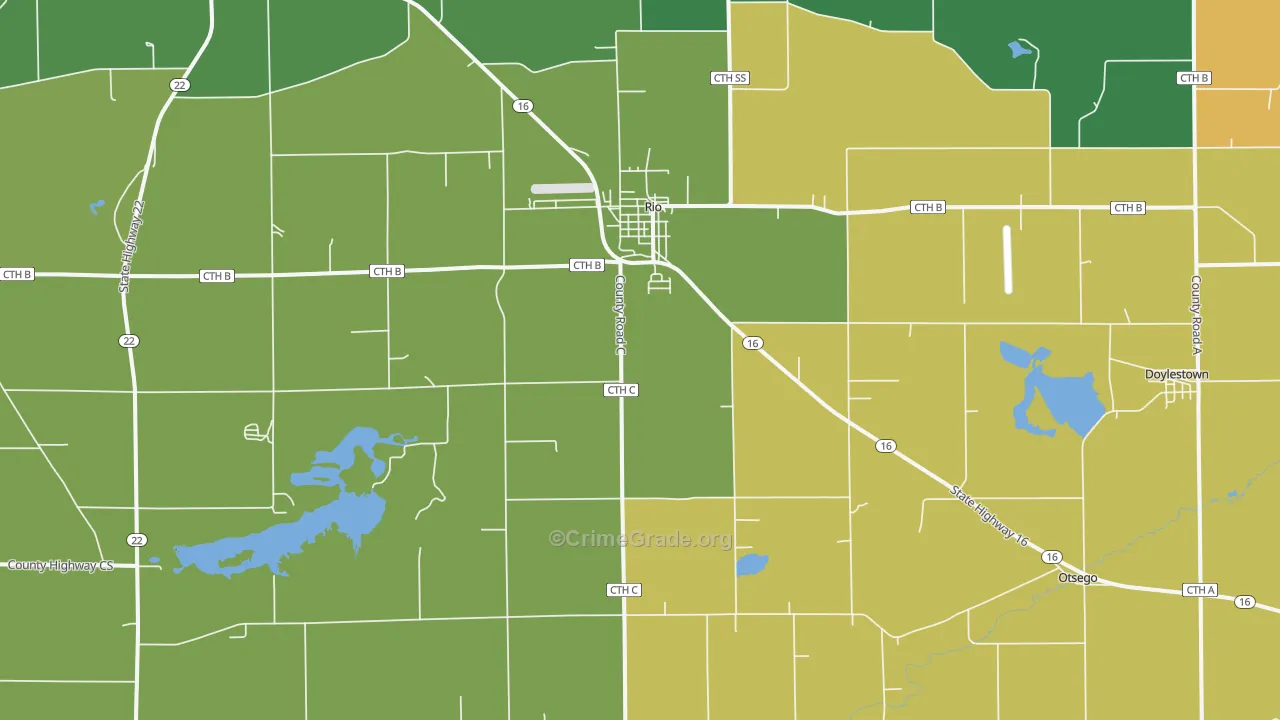 Rio, WI Map of Theft Rates