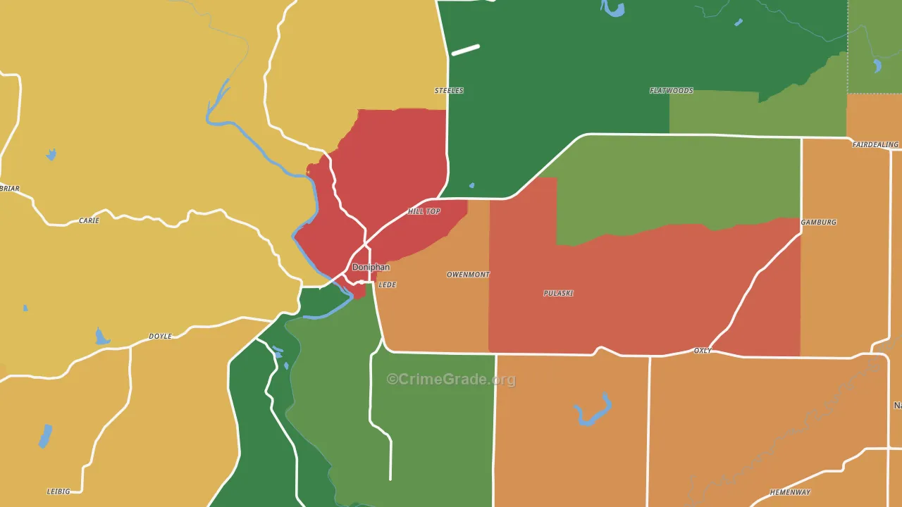 Ripley County, MO Map of Theft Rates