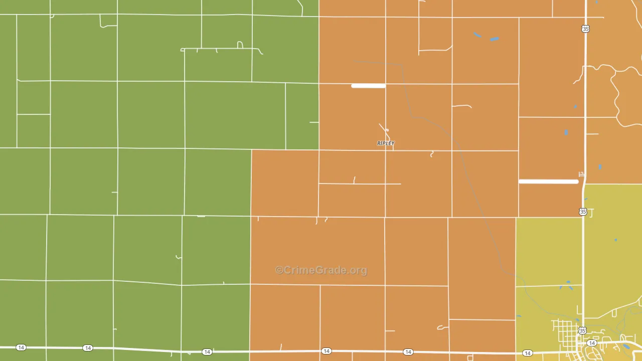 Ripley, IN Map of Theft Rates