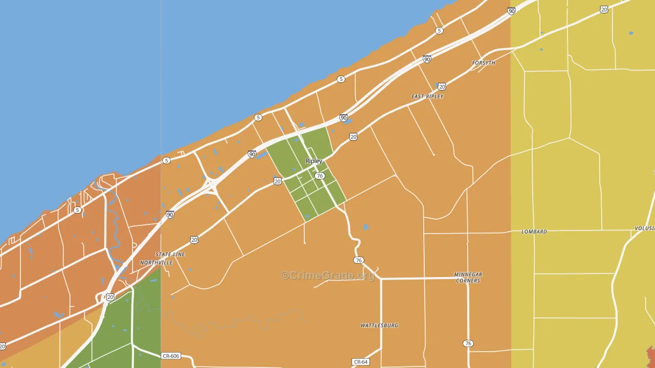 Ripley, NY Map of Theft Rates