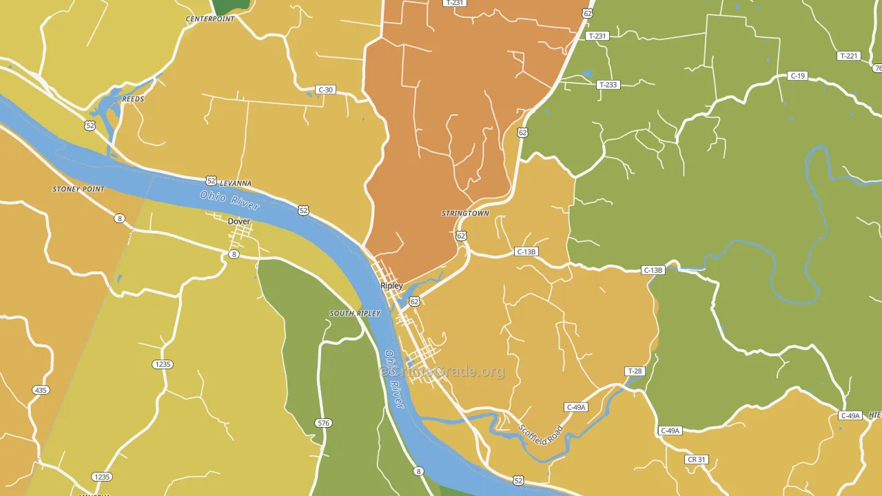 Ripley, OH Map of Theft Rates