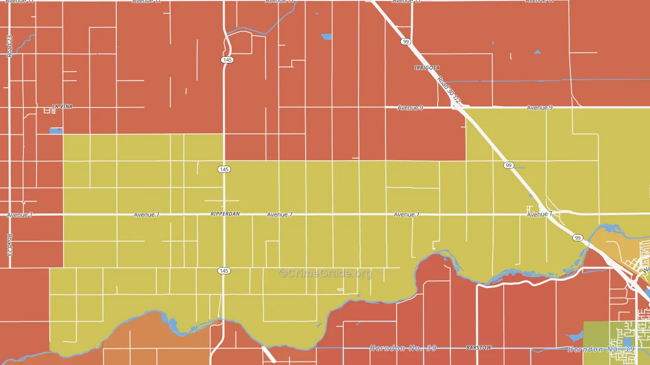 Ripperdan, CA Map of Theft Rates