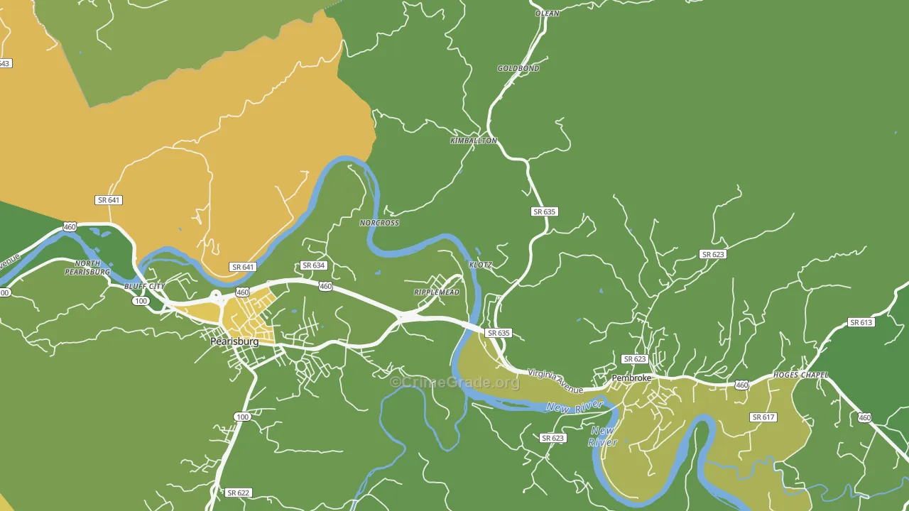 Ripplemead, VA Map of Theft Rates