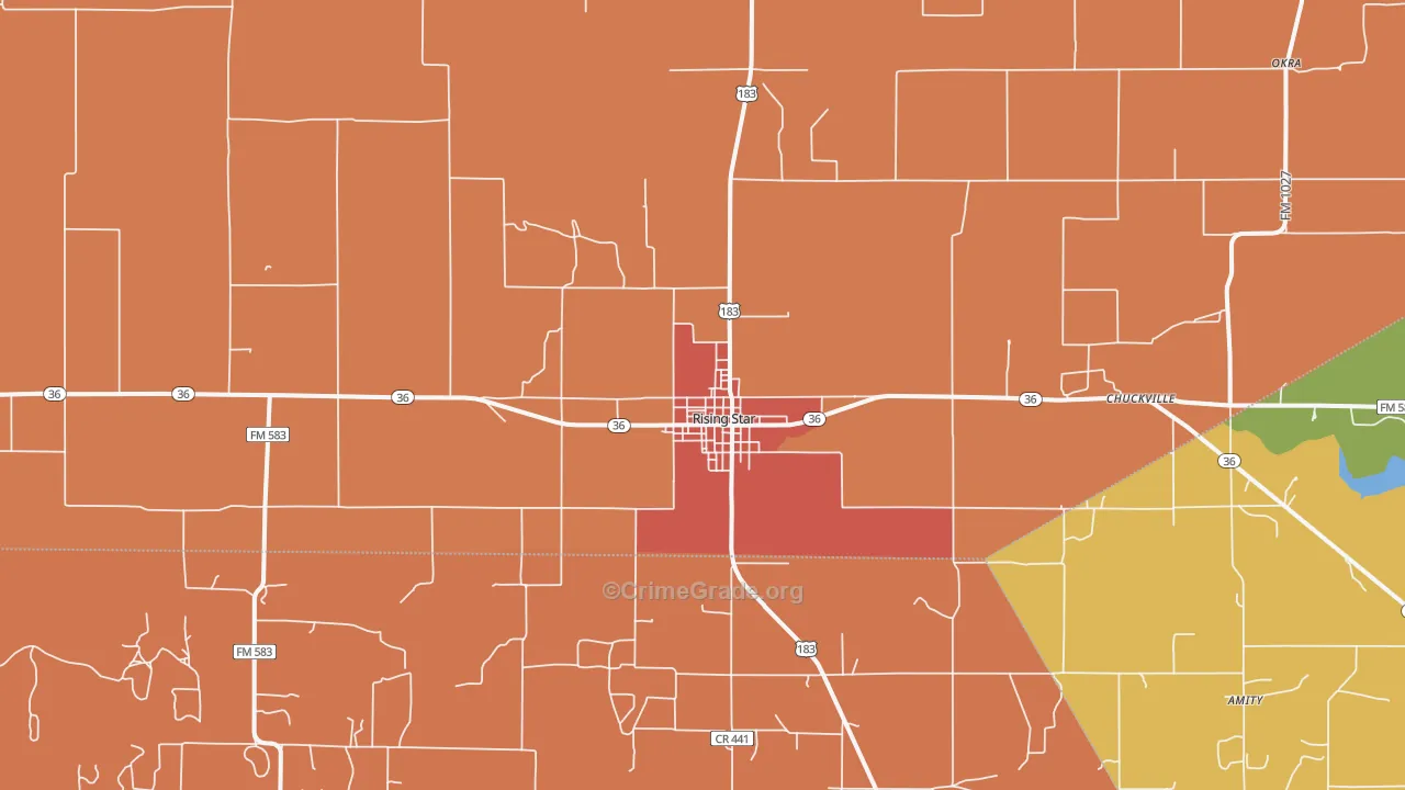 Rising Star, TX Map of Theft Rates