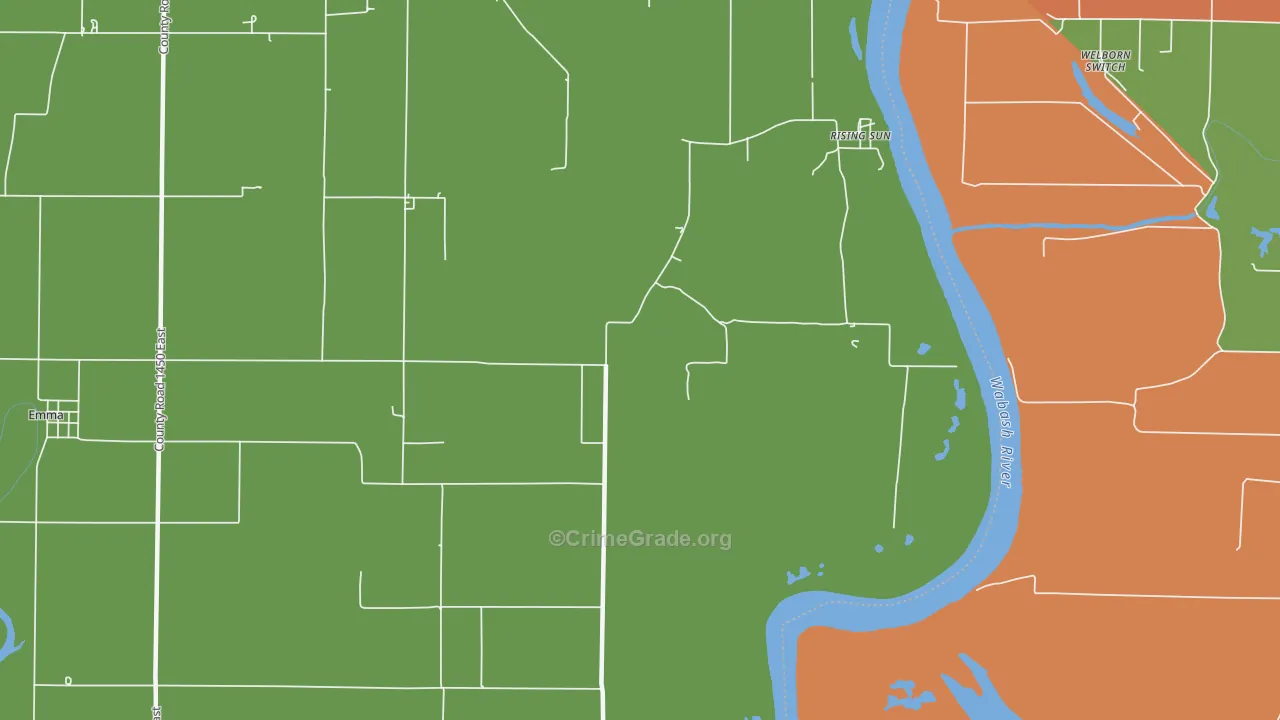 Rising Sun, IL Map of Theft Rates