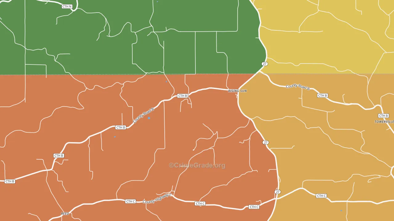 Rising Sun, WI Map of Theft Rates