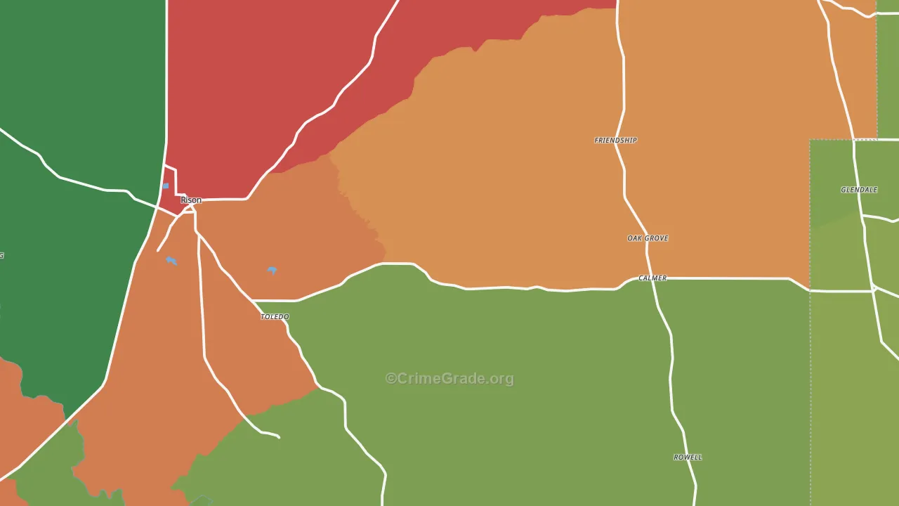 Rison, AR Map of Theft Rates