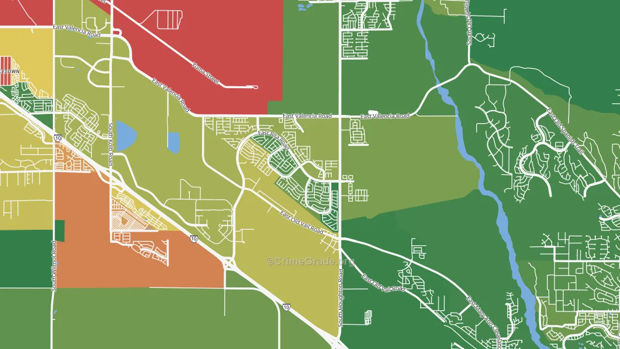 Rita Ranch, Tucson, AZ Map of Theft Rates