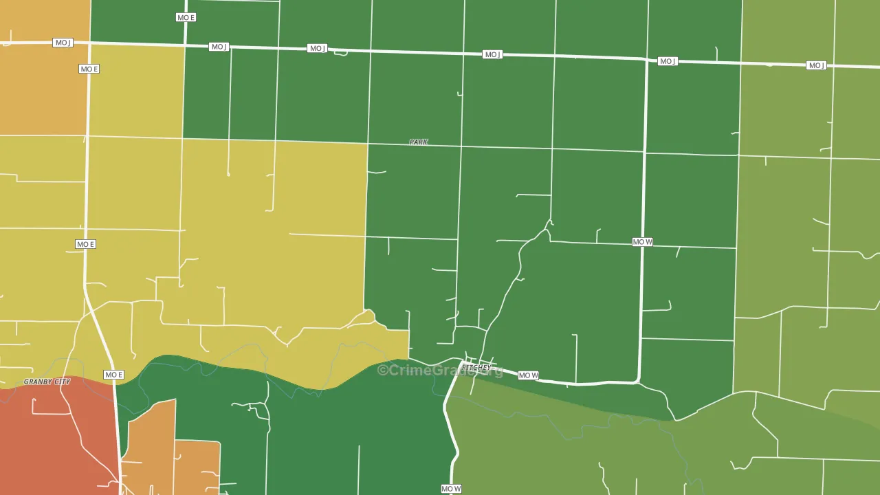 Ritchey, MO Map of Theft Rates