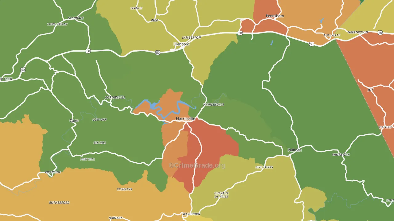 Ritchie County, WV Map of Theft Rates