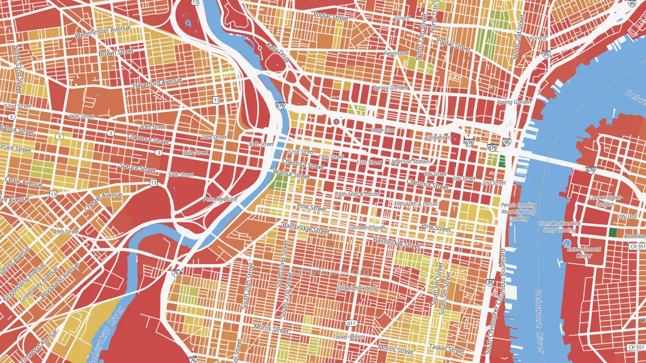 Rittenhouse Square, Philadelphia, PA Map of Theft Rates
