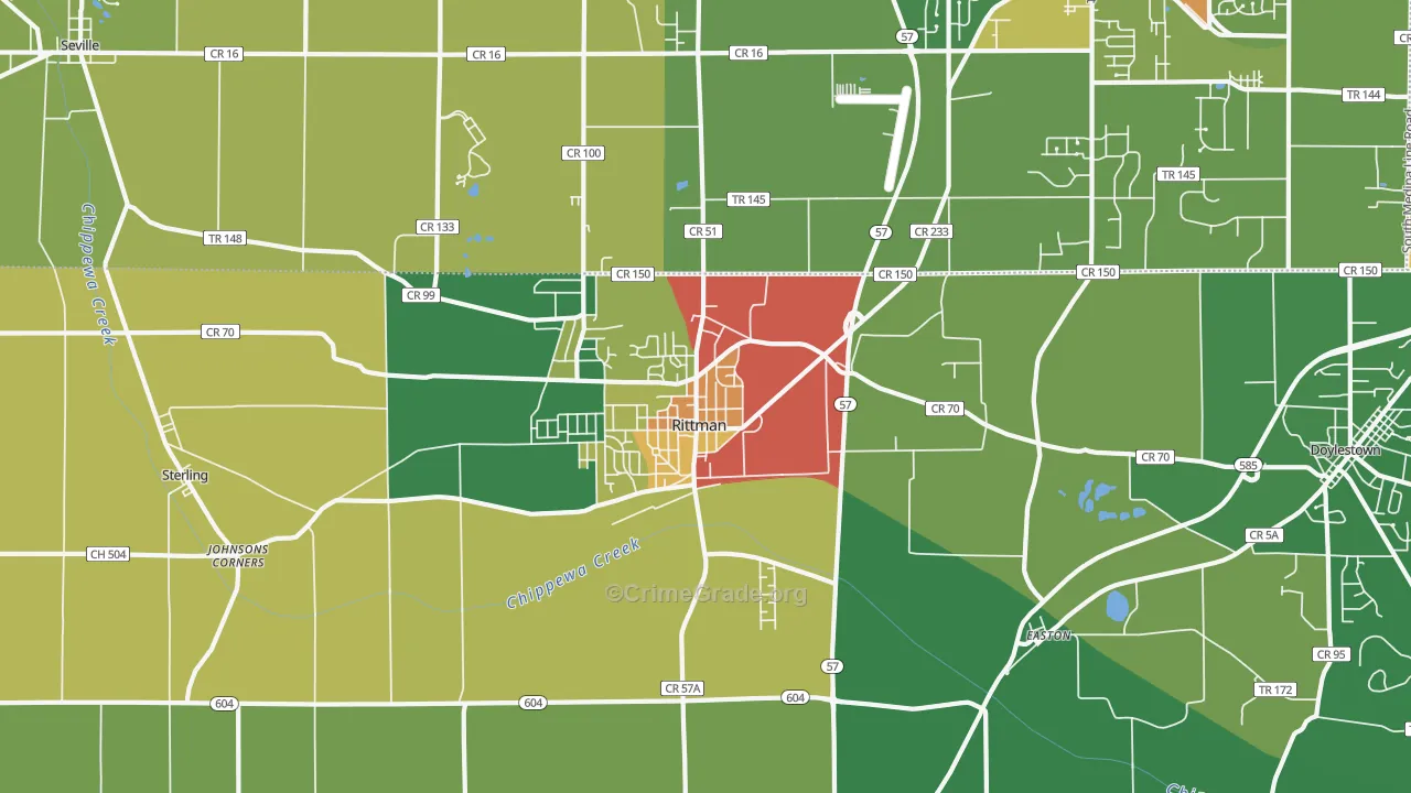 Rittman, OH Map of Theft Rates