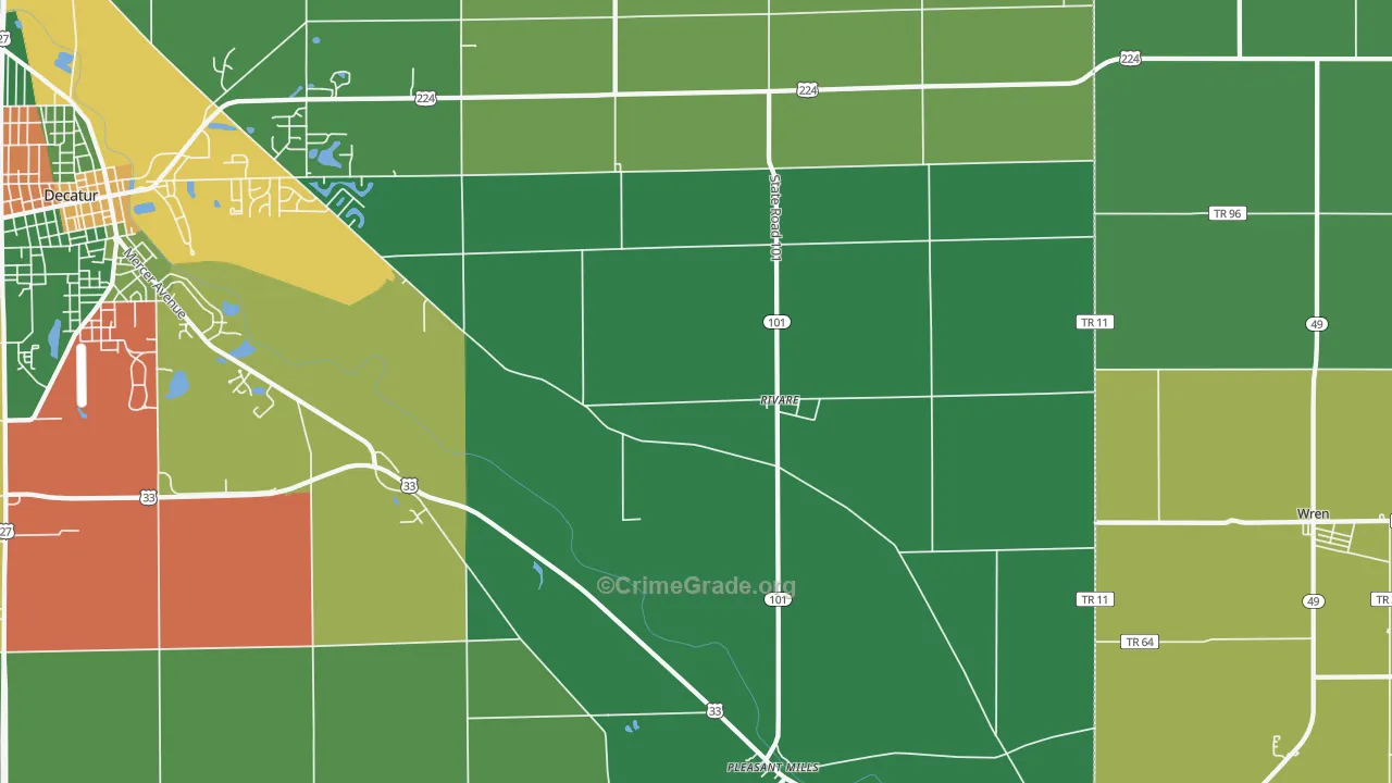 Rivare, IN Map of Theft Rates