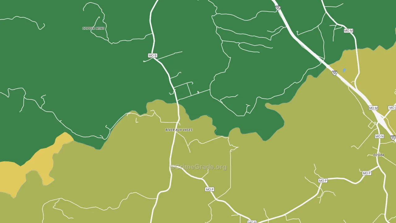 River aux Vases, MO Map of Theft Rates