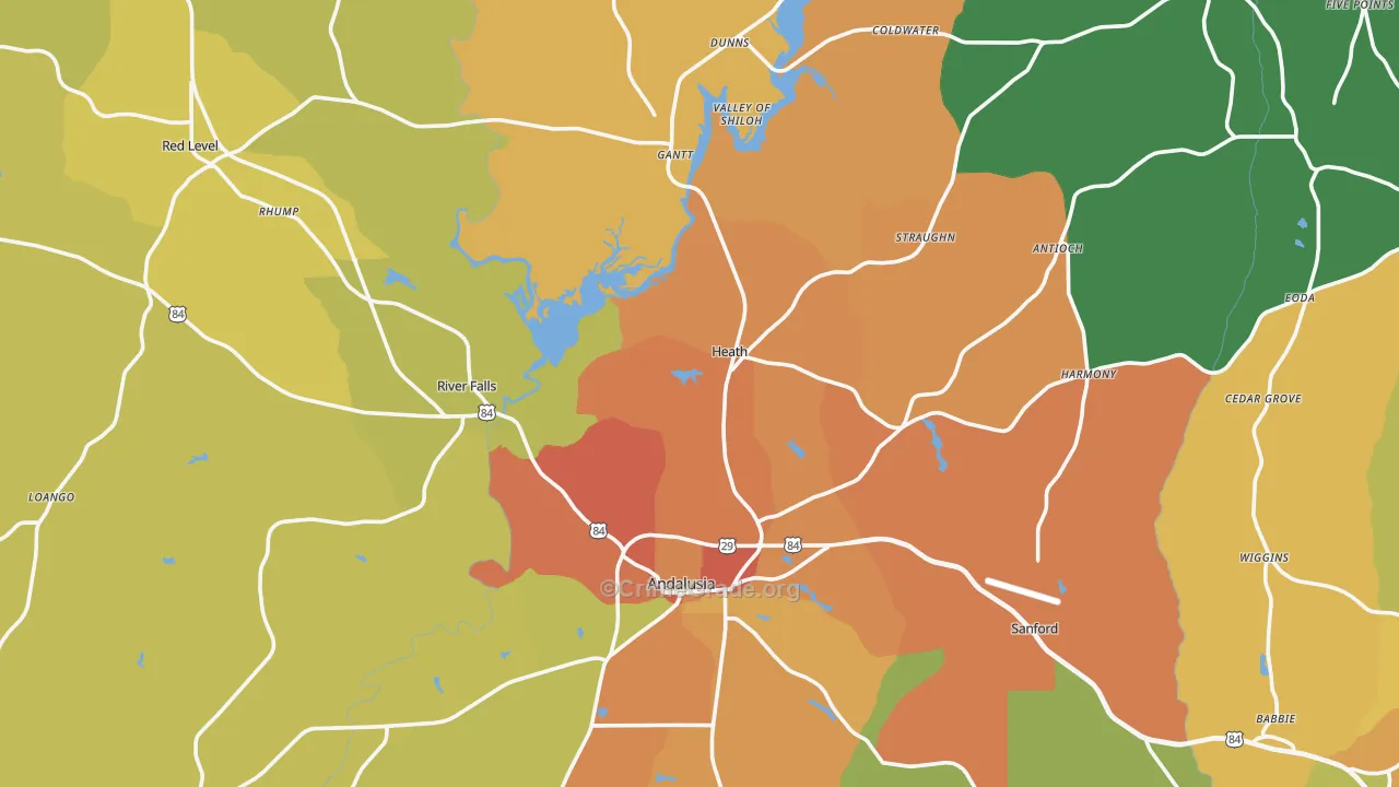 River Falls, AL Map of Theft Rates