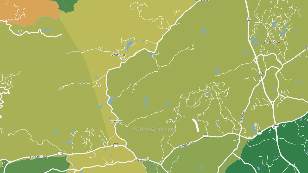 River Falls, SC Map of Theft Rates