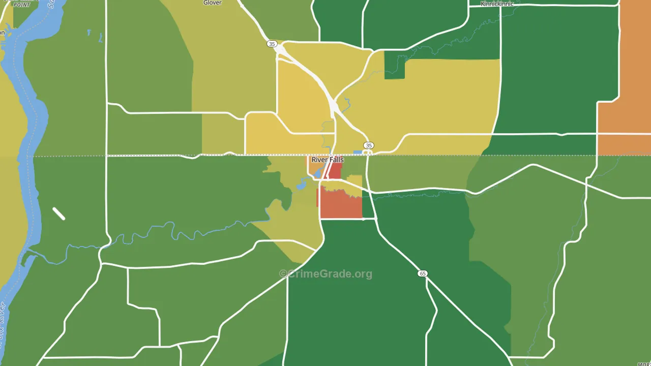 River Falls, WI Map of Theft Rates